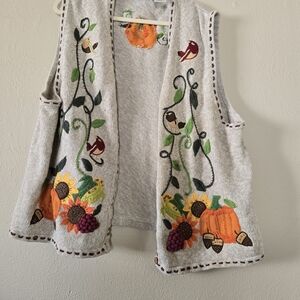 White Stag Gray Vest with Autumn Embroidery